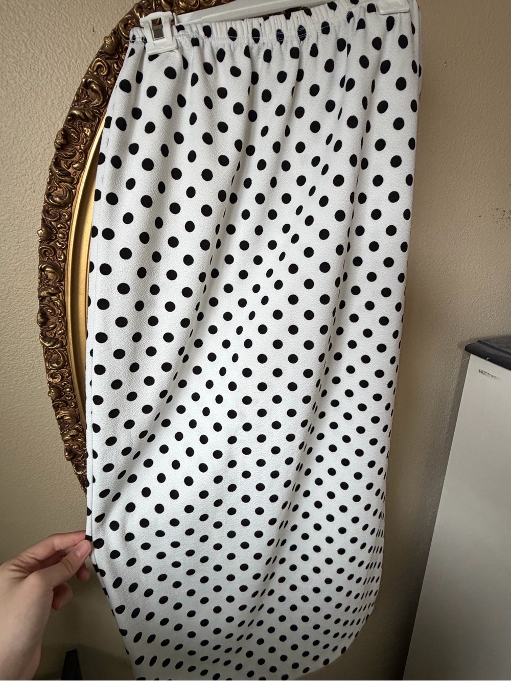 Classic Black Dot on White Midi Skirt